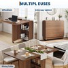 Folding Dining Table with 6 Wheels, Drop Leaf Table with Drawer & Storage Shelf, Modern Wood Kitchen and Dining Room Furniture, - 3 of 4