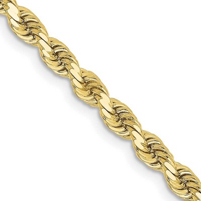 Black Bow Jewelry 3.25mm 10K Yellow Gold Solid Diamond Cut Rope Chain Necklace