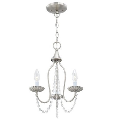 Alessia Brushed Nickel 3-Light Mini Chandelier with Crystal Accents