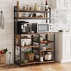 Bakers Rack with Power Outlet, 6-Tier Kitchen Storage Shelf with Microwave Stand Coffee Bar & Wire Drawer, Rustic Brown. - 4 of 4