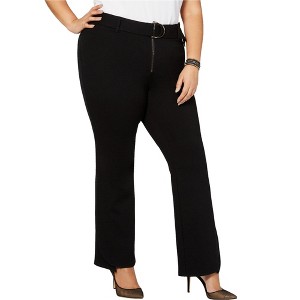 I.N.C International Concepts Womens Belted Ponte Casual Trouser Pants, Black, 18W - 1 of 1