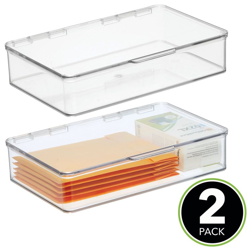 mDesign Plastic Home Office Storage Organizer Bin Box, 2 Pack, 2 of 9