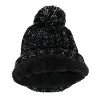 ClimaZer0 Women's High Pile Fleece Lined Knit Winter Beanie Pom Hat - 2 of 4