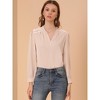 Allegra K Women's V Neck Lace Trim Casual Work Office Long Sleeve Blouse - 3 of 4