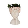 Head Planter Pot - Resin Face Sculpture Flower Pot with Floral Crown - Boho Chic Indoor Outdoor Decorative Planter - 18" Ivory, Pink, White - 2 of 4