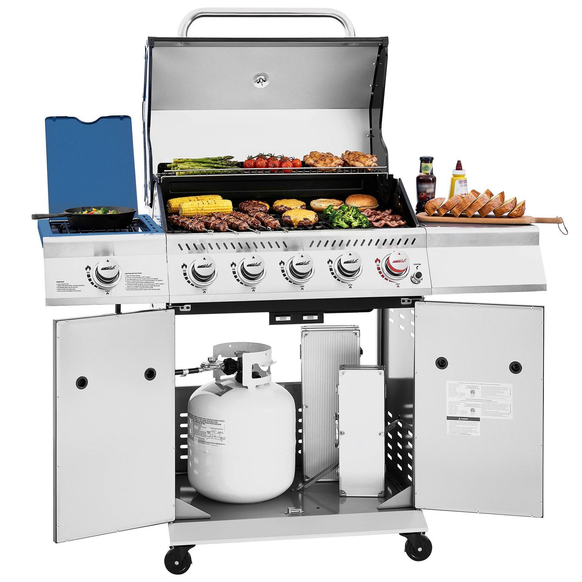 Royal Gourmet 5-Burner BBQ Cabinet Style 74000 BTU Gas Grill Blue