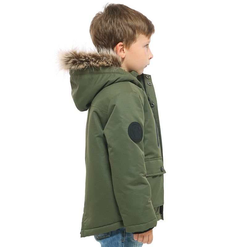 Rokka&Rolla Boys' Winter Coat with Faux Fur Hood Parka Jacket, 5 of 11