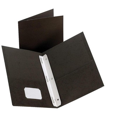 HITOUCH BUSINESS SERVICES 2-Pocket Presentation Folders with Fasteners Black 10/Pack 13386