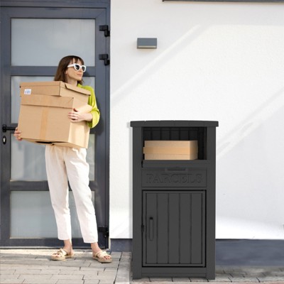 Gulches 48 Gallon Large Package Drop Box Secure Storage for Deliveries, Weather-Resistant Design for Home Porch, Entryway