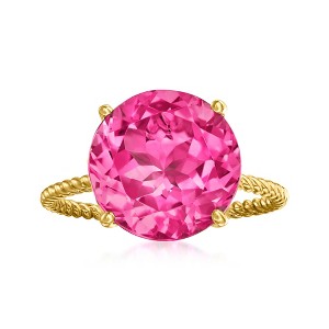 Ross-Simons 8.25 Carat Pink Topaz Twist Rope Ring in 14kt Yellow Gold - 1 of 4