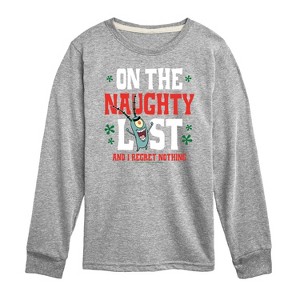 Boys' - SpongeBob SquarePants - Plankton Naughty List Long Sleeve Graphic T-Shirt - 1 of 4
