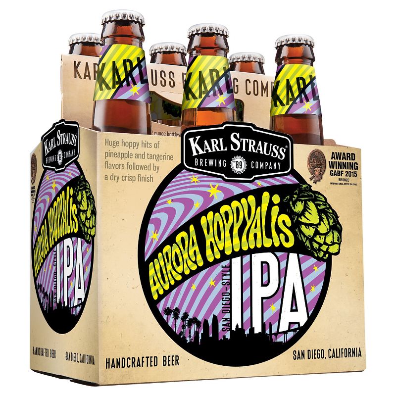Karl Strauss Aurora Hoppyalis IPA Beer - 6pk/12 fl oz Bottles, 1 of 2