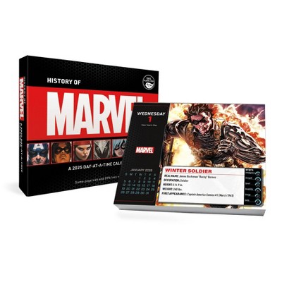 Trends International 2025 History of Marvel Day at a Time Box Calendar: Desktop, Monthly, 2024-2025, Multicolored, 4.25x5"