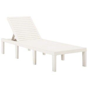 vidaXL Sun Lounger Plastic White - 1 of 1
