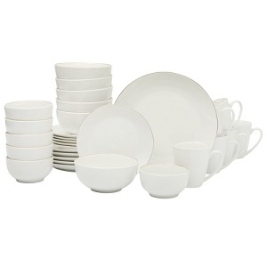 Gibson Home Ogalla 30 Piece Plates, Bowls, & Mugs Dinnerware Set - Service for 6 - White Porcelain W/ Gold Band - 1 of 4
