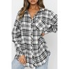 Coolmee Womens Buffalo Plaid Shirt Long Sleeve Collar Button Down Blouses Tops Coats S Khaki - 3 of 4