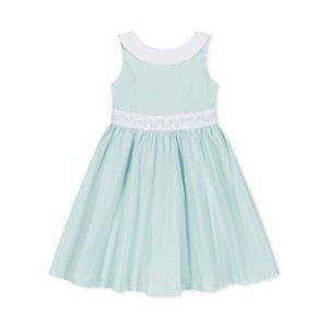 Hope & Henry Heirloom Girls'  Round Collar Sateen Party Dress with Embroidered Sash, Toddler - 1 of 4