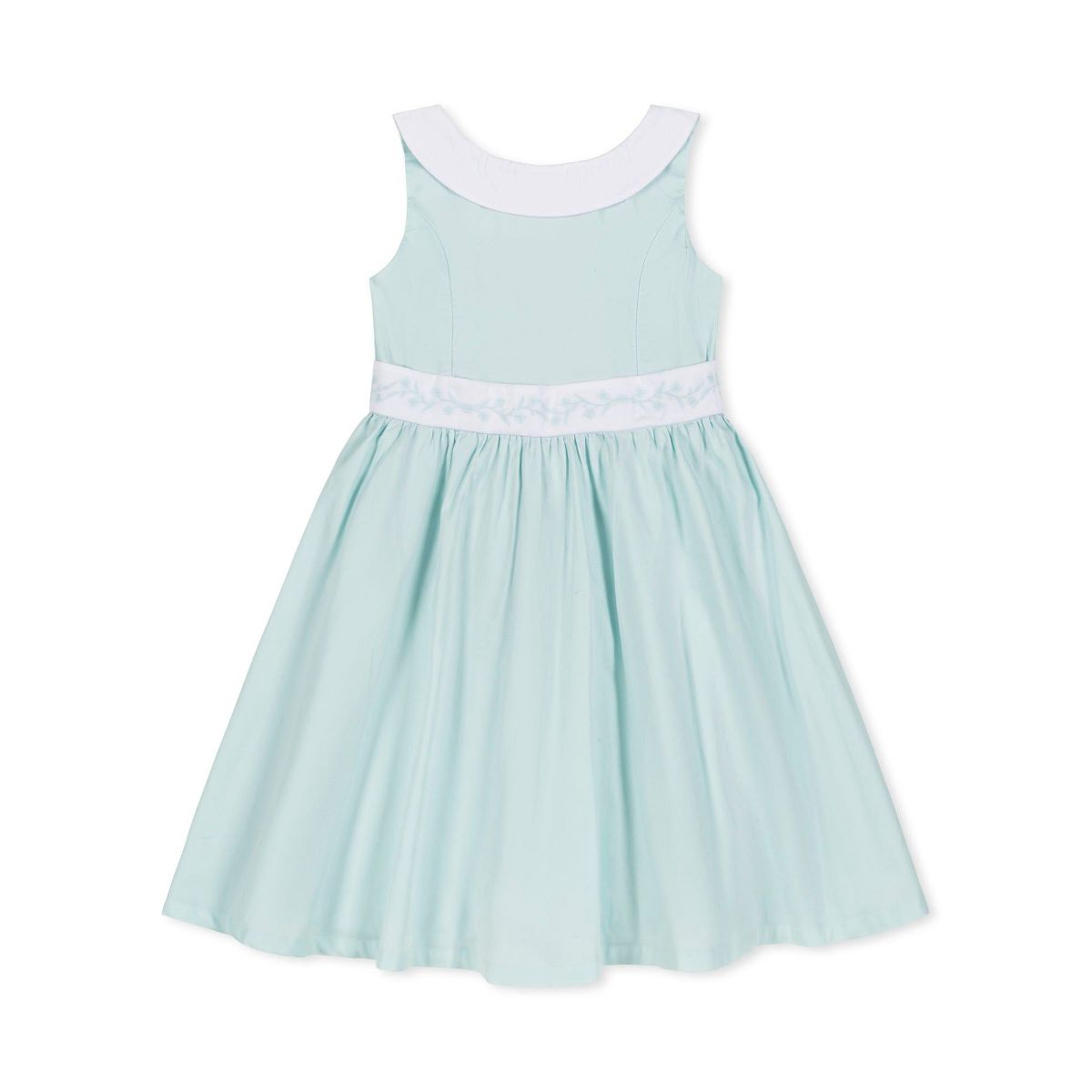 Hope & Henry Heirloom Girls' Round Collar Sateen Party Dress with Embroidered Sash, Toddler