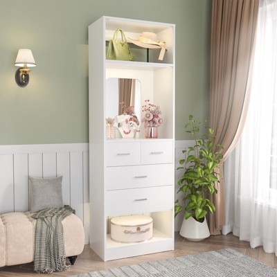 Aheaplus Closet System with Mirror And Drawers