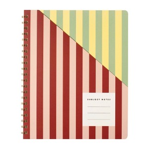 FRINGE Large College Rule Notebook with Exterior Pocket Nostalgic Striped: Spiral, Soft Cover, 9x11.25", 120 Pages - 1 of 4