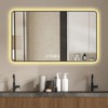 KWPZQEB Bathroom Mirror with LED & Black Frame , Bathroom Mirror w/ Anti-Fog, Temperature & Time Display, Rounded Corners Vanity Mirror - 3 of 4