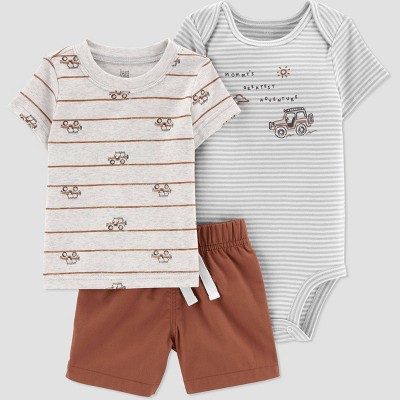 Carter's Just One You® Baby Boys' Transportation Top & Bottom Set - Brown 6M