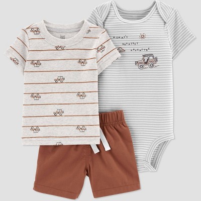 Image of Baby Boys' Transportation Top & Bottom Set - Just One You® made by carter's Brown 9M
