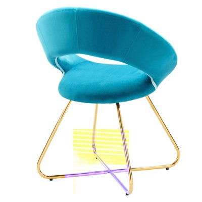 Elysian 22" Gold-Blue Velvet Upholstered Side Chair