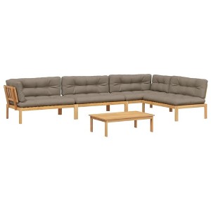 vidaXL Pallet Sofa Set Solid Acacia Wood Solid Acacia Wood, Polyester - 1 of 4