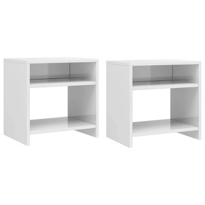 CLIHOME Set of 2 Farmhouse Nightstands Bedside Storage Cabinet With Open Shelf