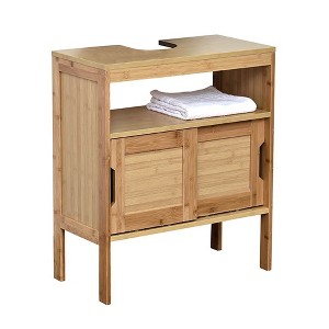 Evideco French Home Goods Wall-Mounted Sink Floor Cabinet Mahe Bamboo - Wood - 1 of 4