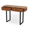 GlasFlength Side Table, Solid Wood Groove Design Narrow Sofa Table Suitable for Entry, Hallway, Living Room, Brown, 42"*15"*30" - 2 of 4