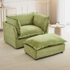 Whisen Chenille Armchair Sofa with Movable Ottoman, Wide Seat, Curved Armrests and Soft Pillows - 2 of 4