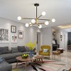 POWLIG 8-Light Black and Gold Modern Sputnik Sphere Chandelier for Living Room, Kitchen, Bedroom, Dining Room - 3 of 4