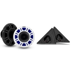 Kicker 48KMXL8 8" Horn-Loaded Marine Speakers and Front 8" Speaker Pods Compatible with Polaris Slingshot 2015-2025 - 1 of 4