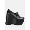 GILLIAM Tan High Platform Wedge Loafers - 2 of 4
