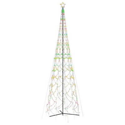 vidaXL Christmas Cone Tree Decoration Artificial Christmas Tree with LEDs - Multicolor 26 x 8 ft
