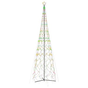 vidaXL Christmas Cone Tree Decoration Artificial Christmas Tree with LEDs - Multicolor 26 x 8 ft - 1 of 4