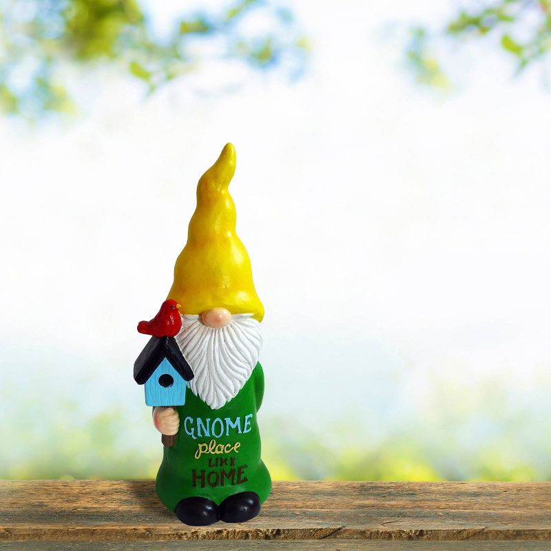 24&#34; Magnesium Oxide &#34;Gnome Place Like Home&#34; Indoor/Outdoor Garden Gnome Statue Green/Yellow - Alpine Corporation, 3 of 6
