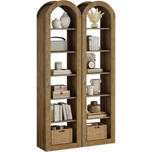 Lantine 74.8" Tall Arched Bookshelf, 6-Tier Narrow Open Bookcase, Floor Standing Corner Display Shelves for Small Space, Living Room - 1 of 4