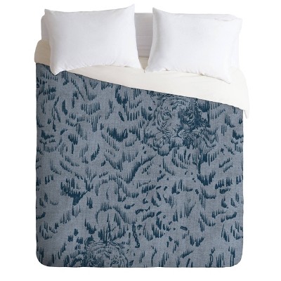 Twin/Twin XL Pattern State Tiger Sketch Comforter Set Indigo - Deny Designs
