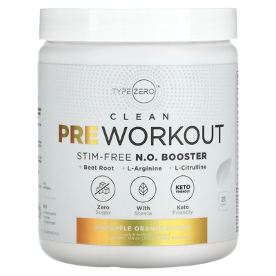 TypeZero Clean Pre Workout, Stim-Free N.O. Booster, Pineapple Orange Mango, 10.9 oz (309 g)