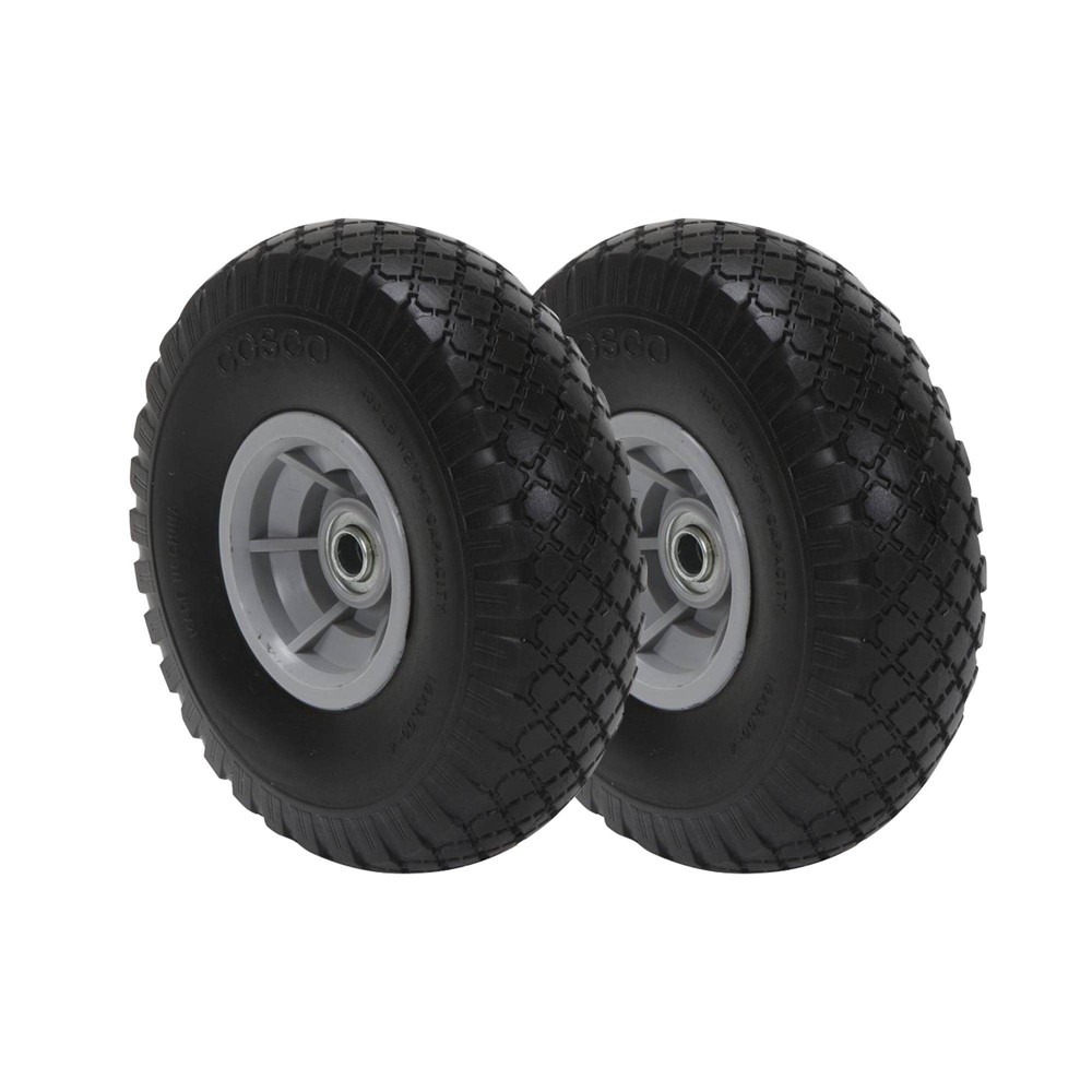 Cosco 2pk 10" Flat Free Replacement Wheel for Hand Trucks: Black Plastic Dolly Tires, 400 lb Capacity, No Assembly Required