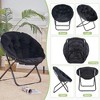VECELO Folding Saucer Chair, Moon Chair with Metal Frame, Faux Fur for Bedroom or Living Room, Gray/Black - 4 of 4