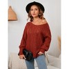 Womens 's Off Shoulder Sweater Long Sleeve Crewneck Sweaters Loose Pullover Knit Jumper Tops - 2 of 4
