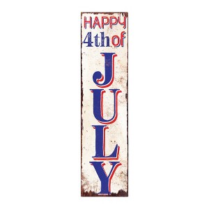 HomeRoots 36" Red White Blue Black And Gold July Fourth Wood Reversible Porch Sign - 1 of 4