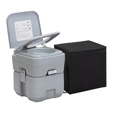 Sandinrayli 5.3 Gal. Camping Portable Toilet Porta Potty with Carry Bag for Indoor Outdoor RV Travel, Gray