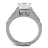 Slickblue Fashion Ring for Women, Square Clear CZ Center with Two Pave Rows, Silver Polished Steel, Size 5–10 - 3 of 4