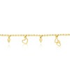 Bella Silver Sterling Silver, Hearts & Beads Charms Rolo Chain Anklet - Gold Plated - Gold - 9+1 Inch - 2 of 3