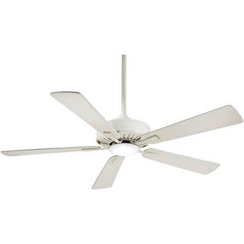 52" Minka Aire Modern Indoor Ceiling Fan with LED Light Remote Control Bone White Etched Glass for Living Room Kitchen Bedroom